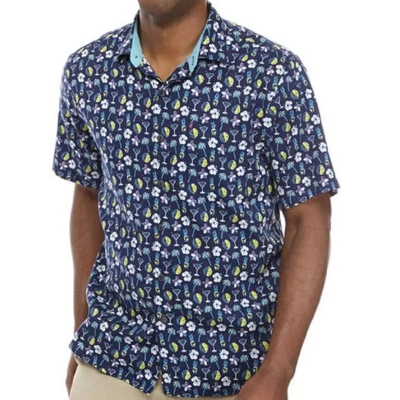 Tommy Bahama Martini Tasso Camp Shirt Ocean Deep Size Medium - Picture 1 of 7